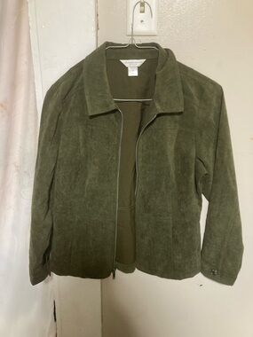 Christopher & Banks Olive Green Suede Zip Jacket